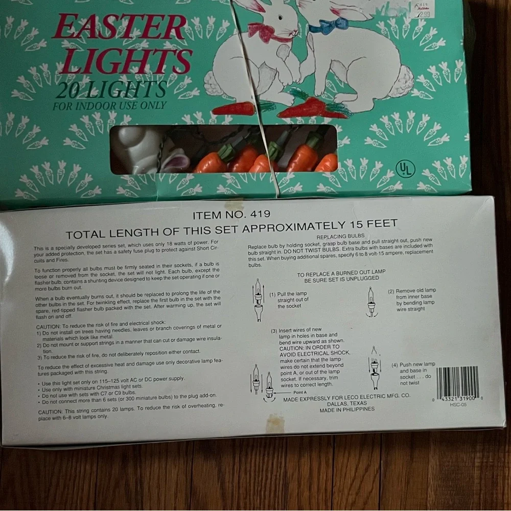 Vintage Easter Lights Bunny String Lights